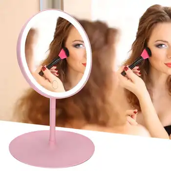 

LED Makeup Mirror with Light 90 Degrees Rotational Touch Screen Switch USB Comestic Mirror for Tabletop Bathroom Bedroom Travel