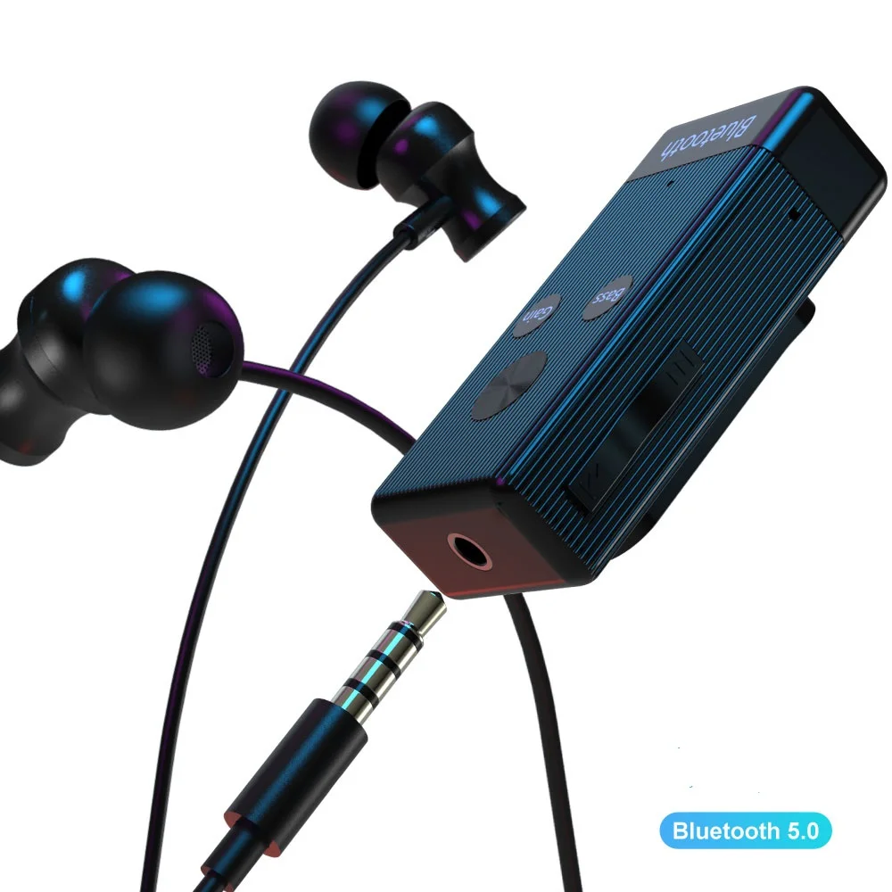 5 0 Bluetooth Receiver Bass Audio Noise Cancel Stereo For Car Music Audio Aux Headphone With Clip 3 5mm AUX Adapter