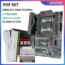 JINGYUE – carte mère X99, Kit de RAM DDR4 ECC 16 go (2x8), avec processeur E5 2011 V3, LGA 2666 3, prise en charge M.2 NVME TANIUM D4