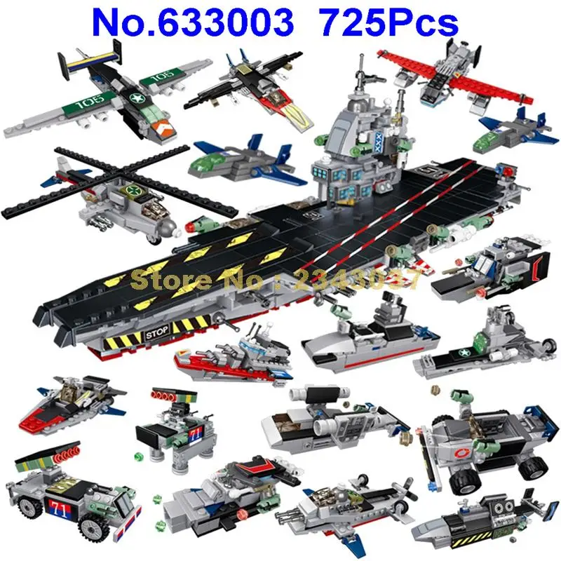 725 шт. 8 в 1 строительные блоки|building blocks|aircraft carrierblock block |