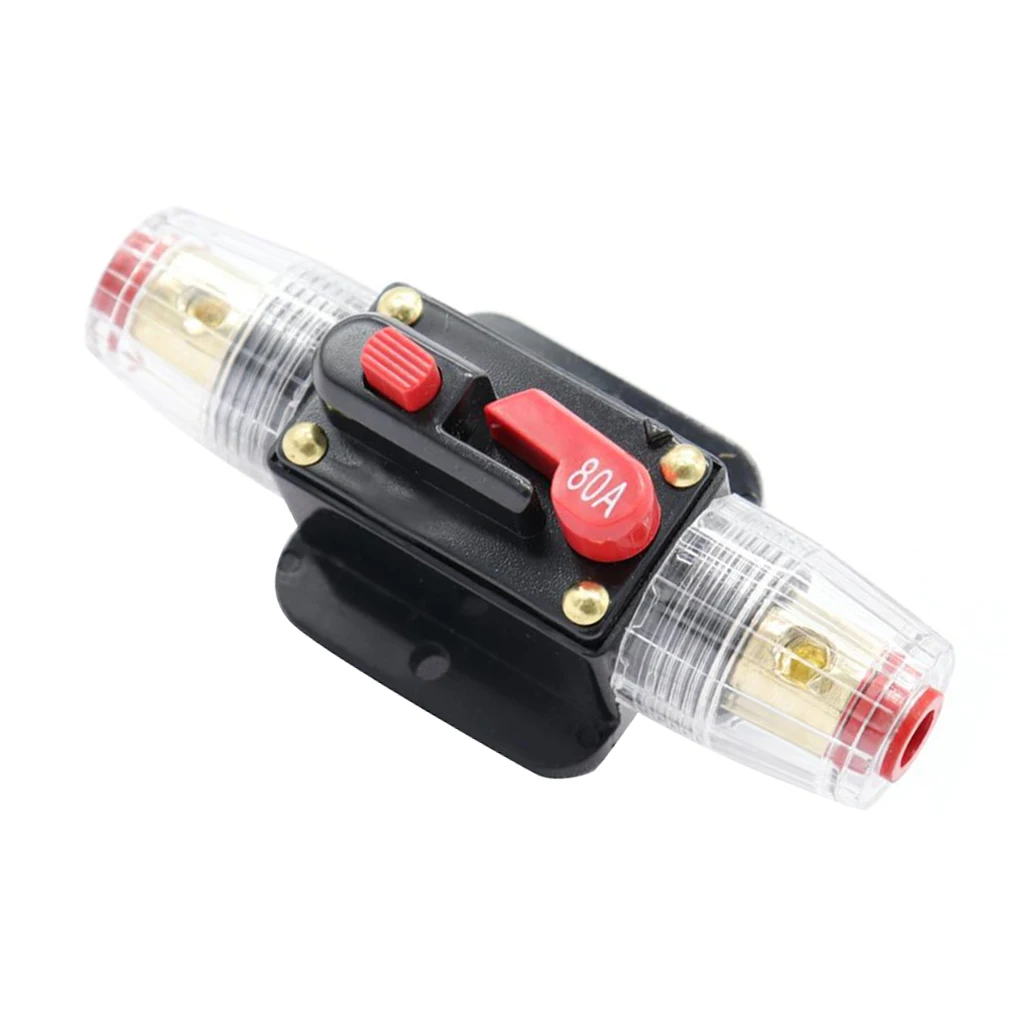 Inline Circuit Breaker 80A Manual Reset Switch Car Audio Fuse DC12V~48V