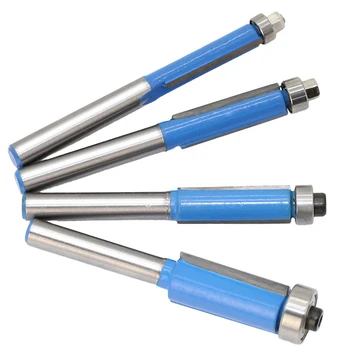 

4pcs 1/4" Woodworking Cutting Tool Shank Straight Flush Trim Router Bit Set Carbide Power Drill Drivers For Flusseh Trim Bit