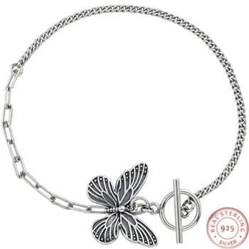 

BOCAI S925 sterling silver bracelet retro fashion character exquisite Thai silver personality temperament Butterfly Jewelry