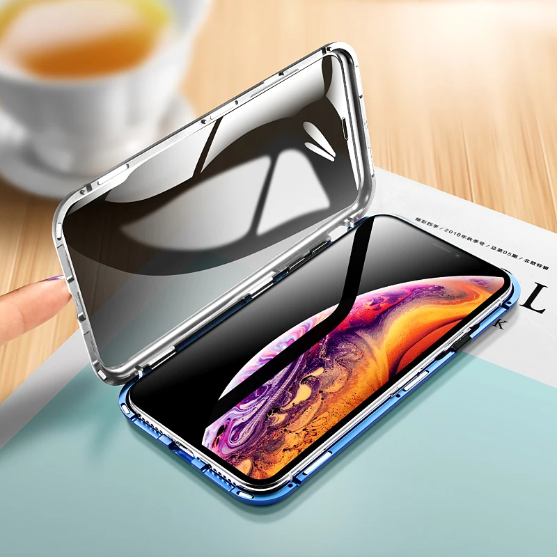 Высокое качество анти-писк стеклянный чехол для Apple iPhone XS MAX X XR 7 8 Plus Алюминиевый металлический градиентный чехол из закаленного стекла