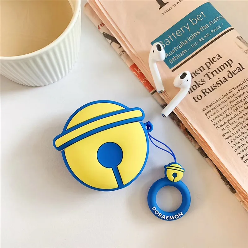 Для AirPod 2 Чехол 3D Желтый Колокол аниме мультфильм мягкий силиконовый
