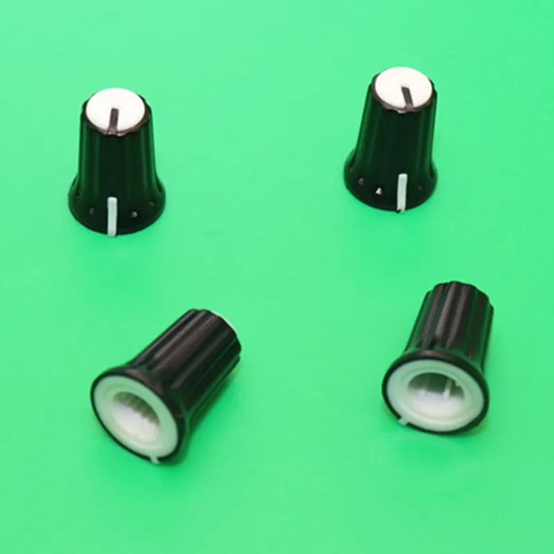 10 Piece 12 * 16.5mm black and white plastic knob flower shaft D shaft 6MM 90 degree indicator
