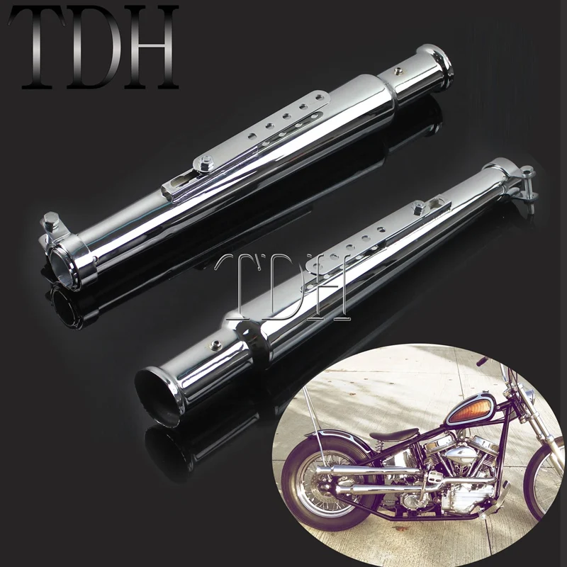 2X 540mm Classic Cocktail Shaker Exhaust Muffler Universal Tulip End Pipe Silencer for Harley Chopper Bobber Cafe Racer Triumph