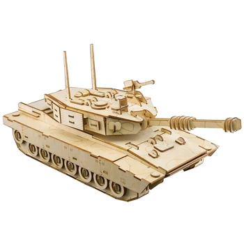 

High-Precision Laser Cutting Puzzle 3D Wooden Jigsaw Model Adult Kids DIY Jigsaw Puzzle Creativity Imagine Toys Gifts - M1 Tank
