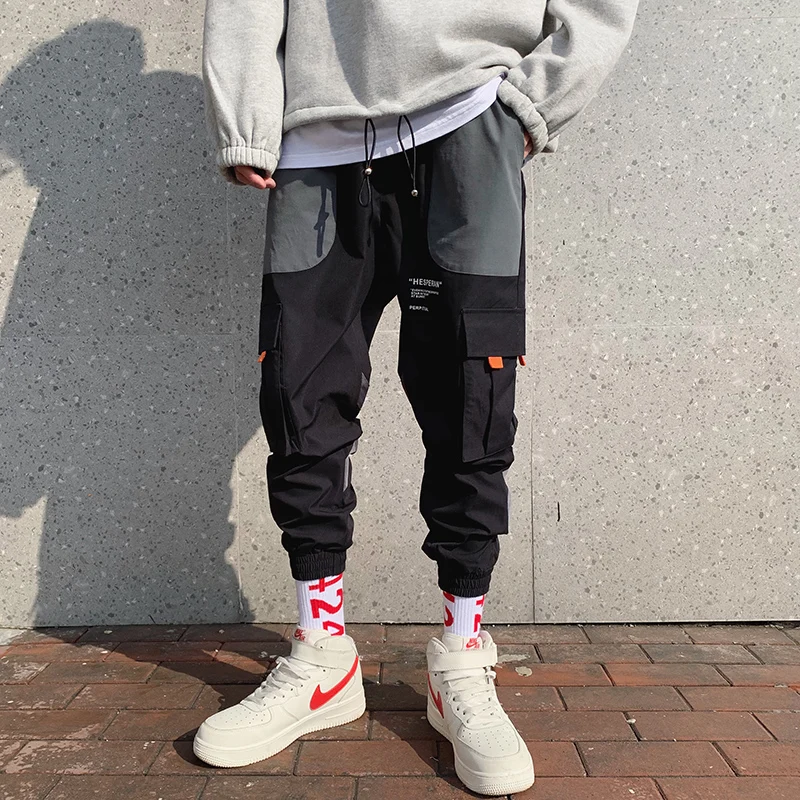 Fashion Streetwear Men Harem Pants HipHop Baggy Tapered Trousers Elastic Waist Cuffed Ankle Casual Joggers Man Sweatpants Bottom genie pants