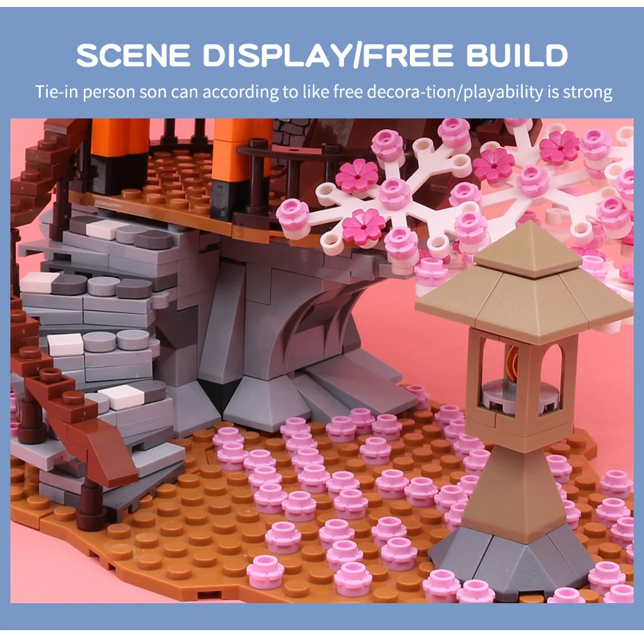 City Street View Shrine Sakura Building Blocks Cherry