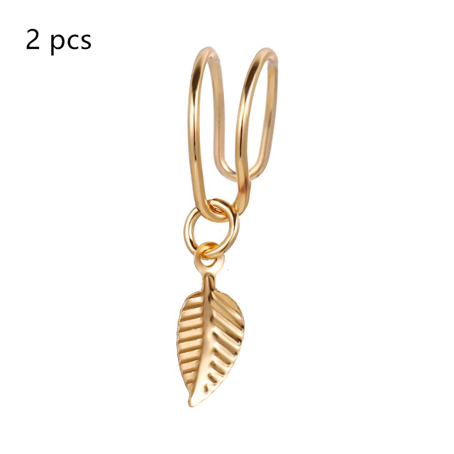 5Pcs/Set Ear Cuff Gold Leaves Non-Piercing Ear Clips Fake Cartilage Earring Jewelry For Women Men
