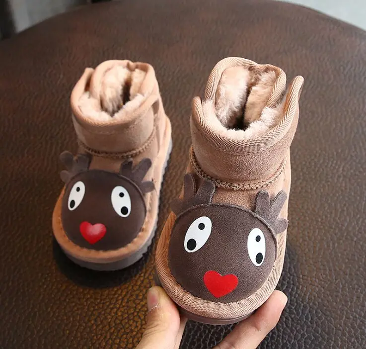 Новые плюшевые теплые ботинки для малышей, модные детские зимние ботинки, обувь для мальчиков и девочек, зимняя обувь, ботильоны для детей 1-3 лет - Цвет: Коричневый