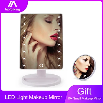

2pcs/set Makeup Mirror with Led Light Gift 10X Magnifying Mini Mirror Vanity Touch Screen Cosmetic Storage Organizer Stand 360°C