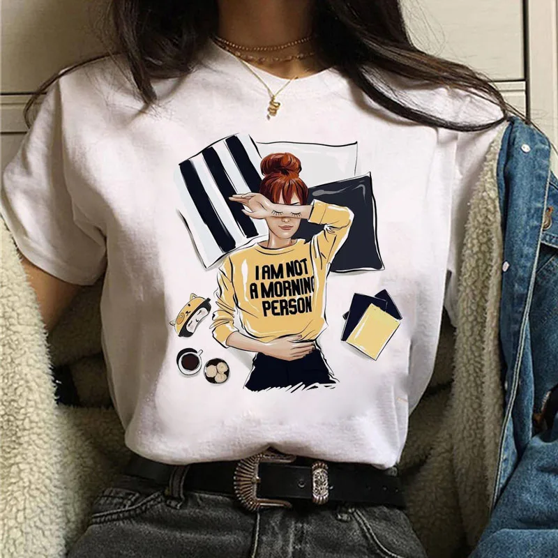 Fashion Women T Shirt Coffee Time and Girl Printed T Shirt Female Summer Casual Tops Tee 90s Girls Harajuku Cute Women T-shirts sport t shirt Tees