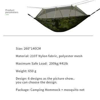 Portable Outdoor Camping Hammock 1-2 Person Go Swing With Mosquito Net Hanging Bed Ultralight Tourist Sleeping hammock 2