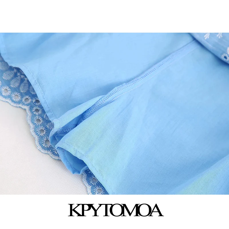 Женское винтажное мини платье KPYTOMOA с вышивкой и оборками открытыми плечами