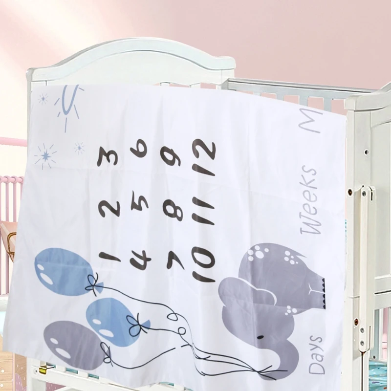 1 Set Baby Monthly Record Growth Milestone Blanket Newborn Photography Props Accessories Cartoon Printing Background cotton muslin blanket cotton blanket swaddle blanket cotton gauze blanket cotton knit blanket