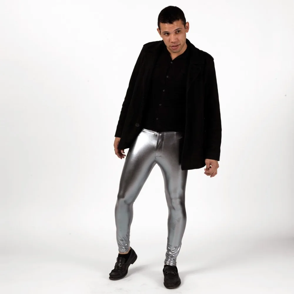 Speerise Men Shiny Mid Waist Leggings 