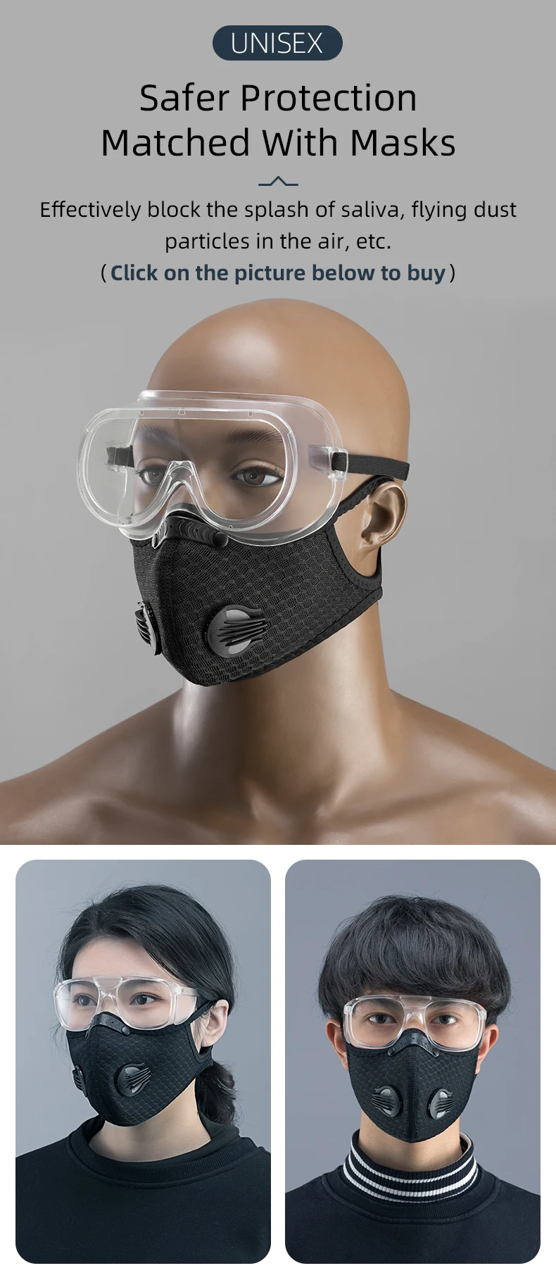 ROCKBROS Windproof Cycling Glasses Totally Closed Labor Protection Goggles Transparent Dust-proof Splash-proof Sports Goggles