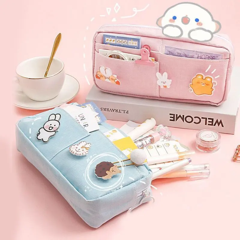 Large Capacity Pencil Case Pen Bag High Quality Ice cartoon animals Color Storage Pouch Organizer for Stationery School | Канцтовары для