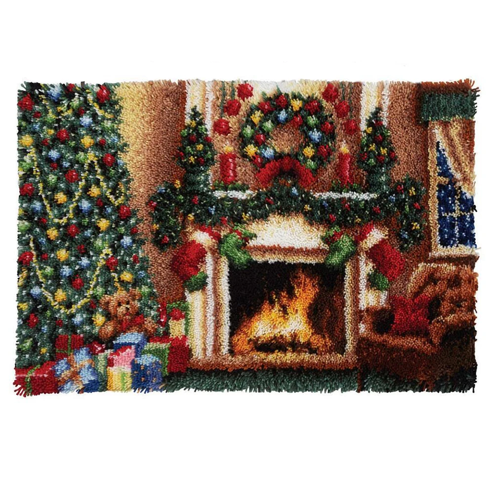 Latch Hook Kits Rug Christmas Cardinal Crocheting Carpet Rug with