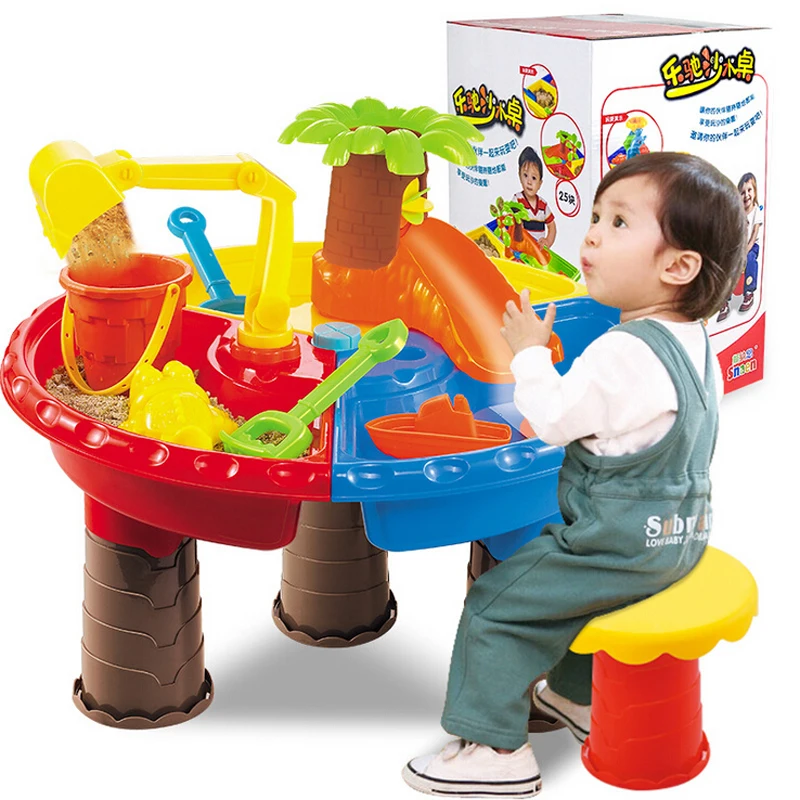  Children'S Beach Table Play Sand Pool Set Baby Play Water Dredging Tools Play Sand Toys Kids Gift F