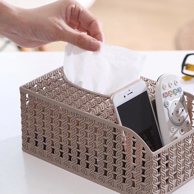 Tissue Box Container Towel Napkin Tissue Holder Paper Dispenser Fashion Hollow Tissue Holder Case for Office Home Decoration