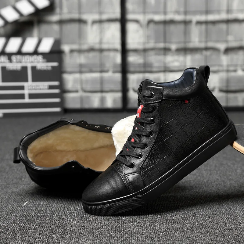 

Large Size Men's Boots Winter Hight-top Combat Boots Men Warm Cotton-padded Shoes with Velvet Snowfield Martin Boots MEN'S SHOES