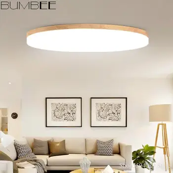 

Nordic Ultra-thin LED Ceiling Lamp Round Simple Modern Ceiling Lights Bedroom Living Room Lamp Japanese Wood Balcony Study Lamp