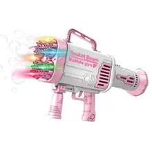 Pistolet à bulles électrique automatique pour enfants, avec 64 trous, lanceur de fusée, jouets d'extérieur, cadeau pour garçons et filles