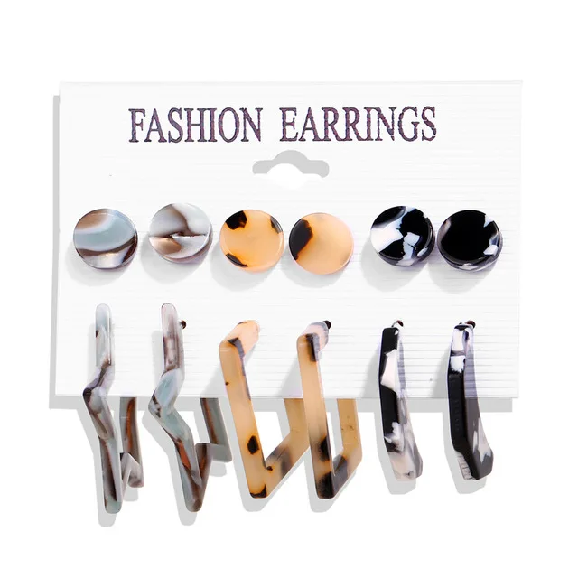 Новые женские акриловые геометрические серьги для женщин богемные серьги Набор DIY большие серьги в виде жемчужной капли модные ювелирные изделия - Окраска металла: Earrings Set 1