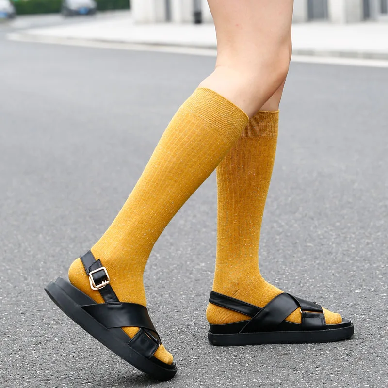 3 шт./лот модные длинные носки для девочек и женщин осенние стильные высокие