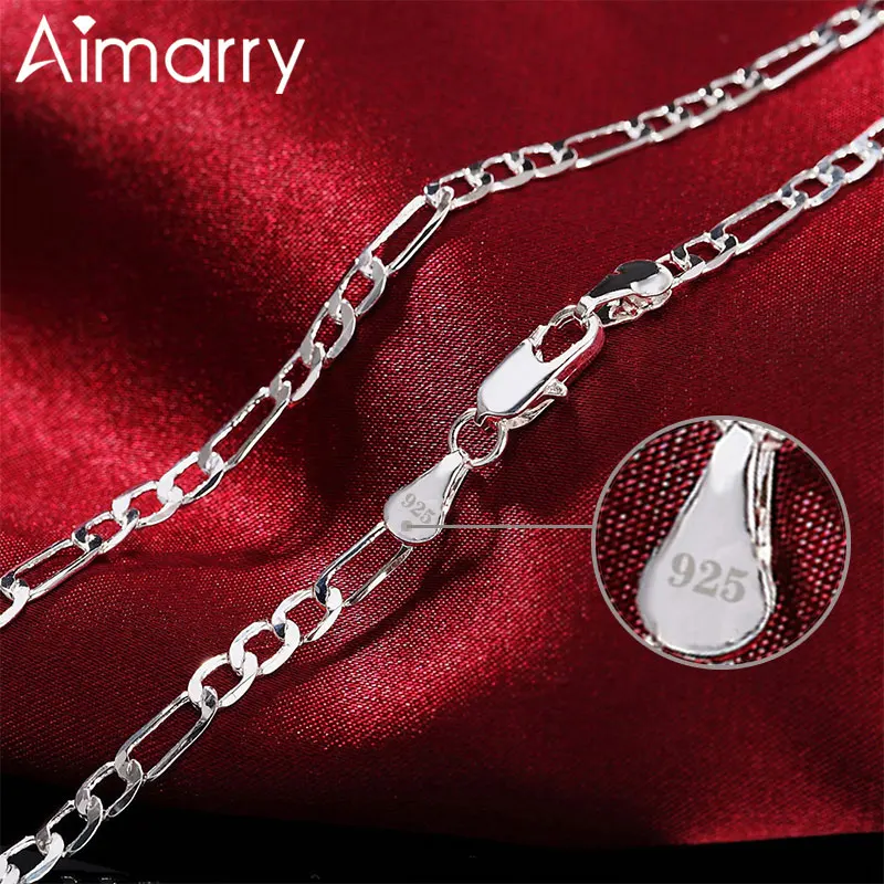 Aimarry 925 стерлингового серебра 4 мм Плоское Ожерелье цепочка для мужчин и женщин на день рождения
