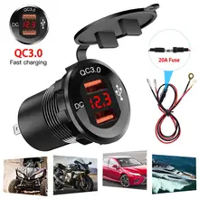 QC 3,0 Автомобильное зарядное устройство розетка 12 В/24 В двойной USB розетка зарядное устройство светодиодный цифровой дисплей мотоцикл Прикуриватель разъем зарядное устройство s