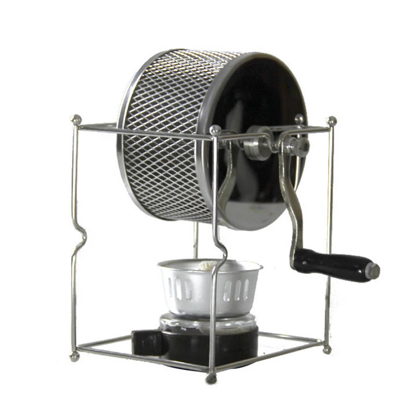 

Stainless Steel Coffee Roaster Manual Hand-Operated Rotary Gas Alcohol Stove Bean Baking Maker Espresso Machine