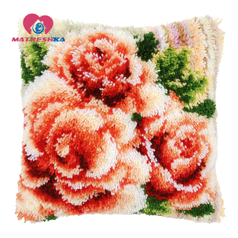 latch hook pillow carpet embroidery do it yourself cross stitch pillow Flowers Foamiran for crafts diy rugs home decoration