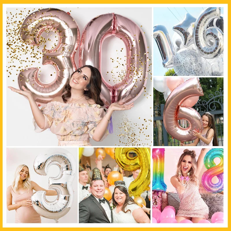 16/30 Inch 1st Foil Ballons Decoration Happy Birthday Banner Helium Number Balloon Baby Shower Wedding Rose Gold Party Supplies | Дом и сад