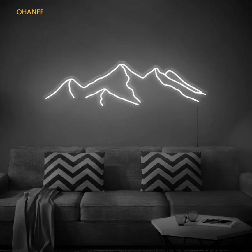 OHANEE Custom Mountain Neon Sign Light LED Wall Window Hanging Setting Acrylic Decoration Indoor for Home Room Bedroom wall mount a6 sign sleeves window acrylic pouch tag holder plastic envelope guide bag plastic price card pockets