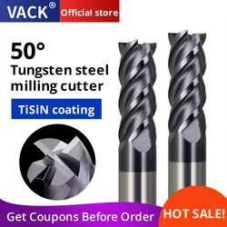 Vack hrc50 fresa para o moinho de extremidade do metal para ferramentas cnc 4 flautas liga carboneto de tungstênio aço roteador bit 1 2 3 4 10mm
