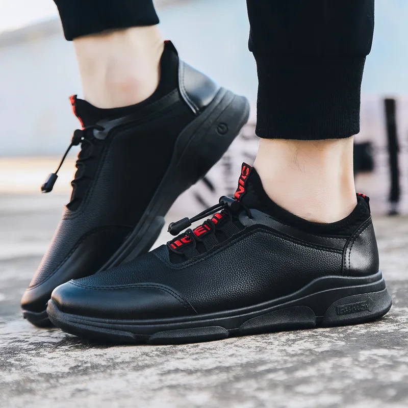 

2019 Spring New Style MEN'S SHOES Fashion Comfortable Korean-style Men Athletic Shoes Anti-slip Leather Shoes Running Sporty