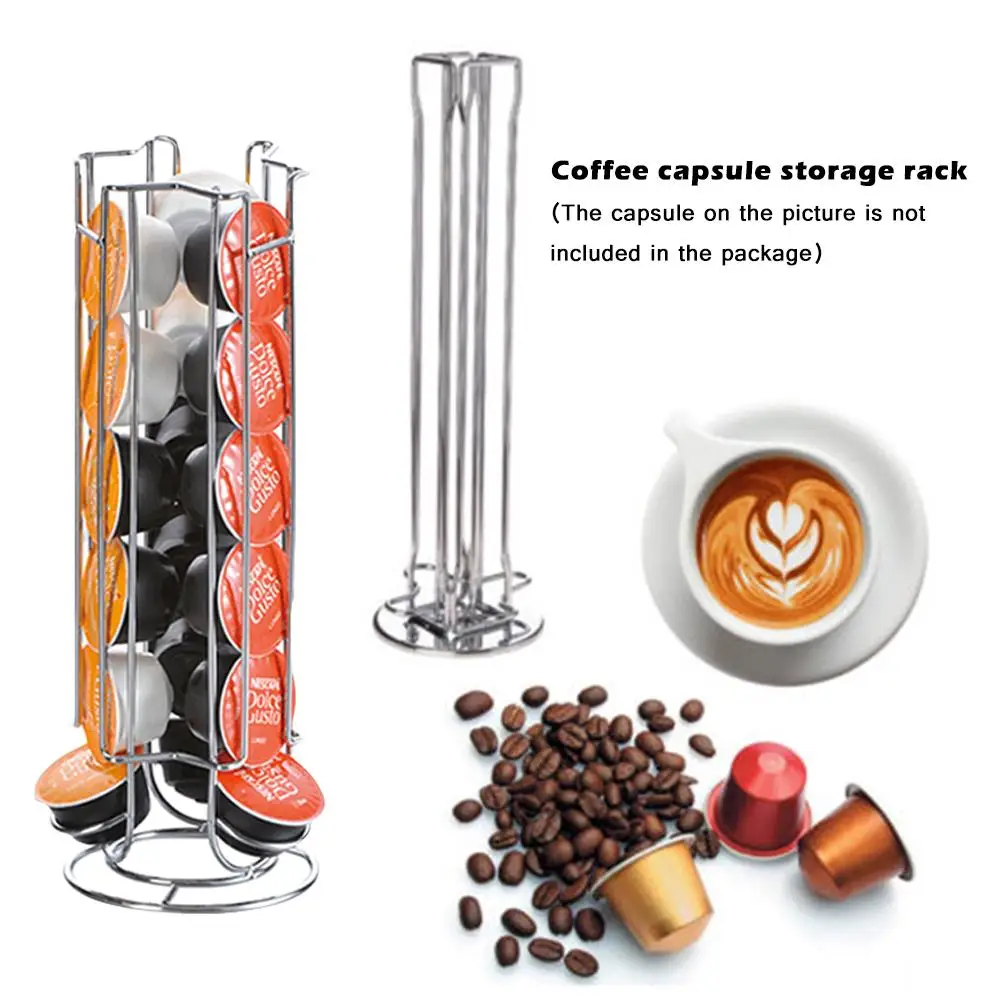

Rotating Capsule Coffee Pod Holder Tower Stand Rack For Coffee Pod Holder Capsules Tower Coffee Stand Chrome Plating Stand