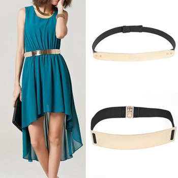 

Lady Embellished Gold Mirror Metal Keeper Metallic Bling Skinny Wide Belt Corset (6cm)