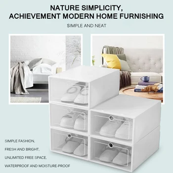 

6PCS/lot Shoes Rack Plastic Stackable Shoe Boxes Shoebox Shoe Organizer for High Heels Sneakers Storage Shoes Drawers