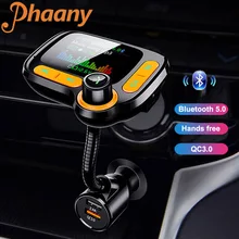 Phaany FM Transmitter Bluetooth 5.0 AUX Handsfree Car Kit Auto Radio Car MP3 Player QC3.0 Quick Charge Dual USB Car Charger