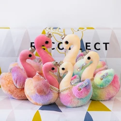 Muñeco de cisne de arcoíris para niños, juguete relleno de alas de pelo esponjoso, corona de princesa, juguetes de cisne de pareja colorida, decoración del hogar para bebés, regalo para niñas