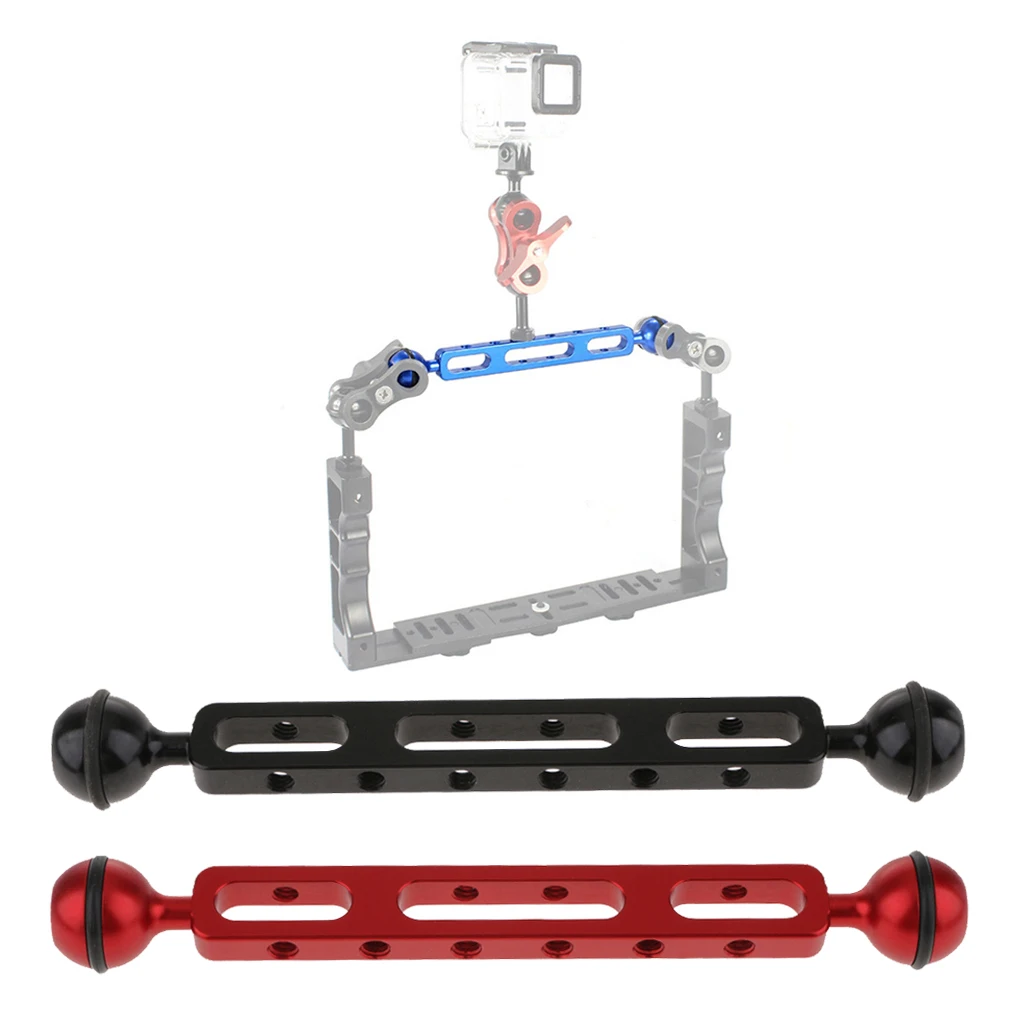 Dual Ball Joint Extension Arm for Camera Diving Underwater Photography, Pack of 2, Red/Black