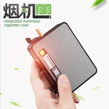 

Automatic Popping Cigarette 10 Cigarette Case with Rechargeable USB Windproof Lighter, Moisture-proof and Anti-extrusion