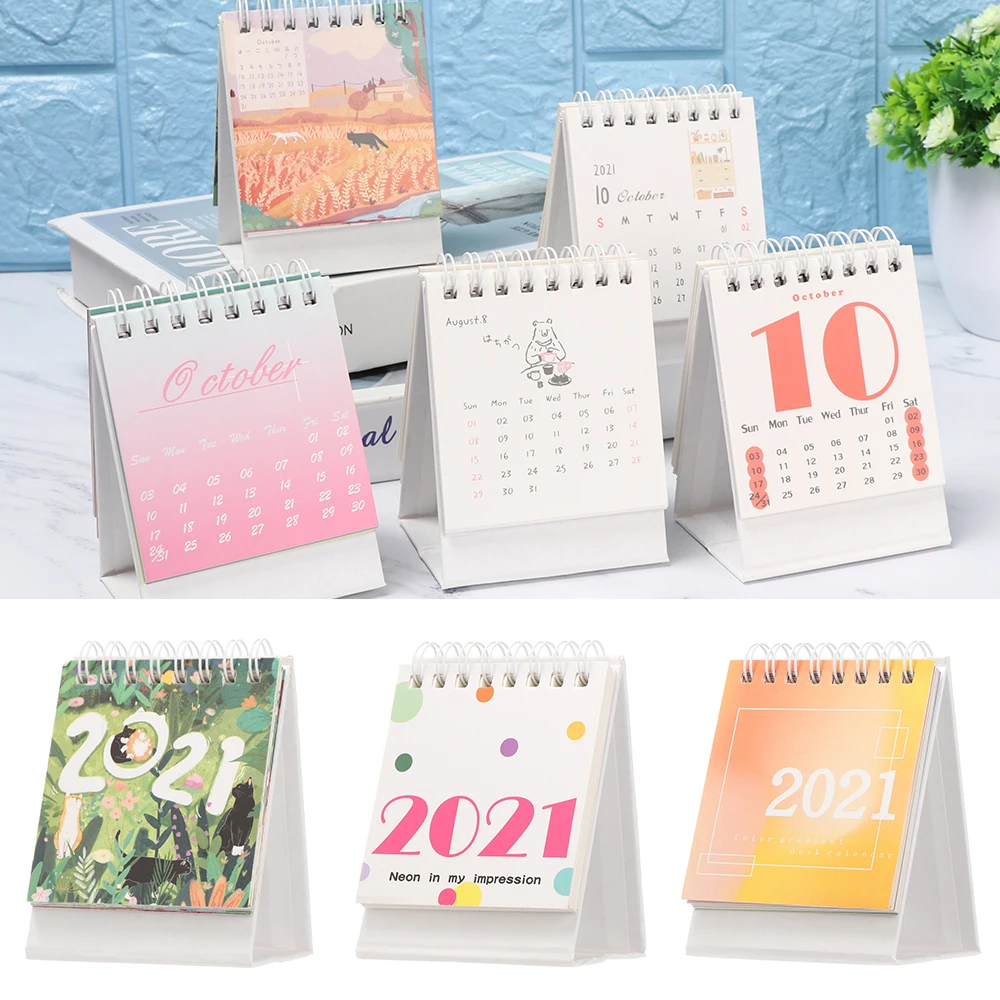 Obtenga esto Mini Calendario de escritorio creativo planificador diario de mesa organizador de Agenda anual con pegatinas Calendario de papel de escritorio 2021 JlwjeQ7wQD6