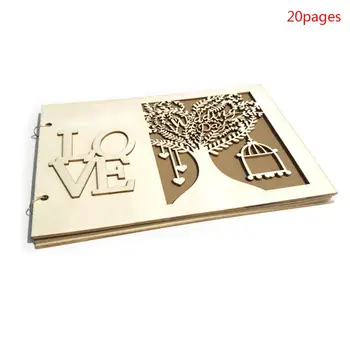 

Love Tree Wedding Guest Book Personalized Rustic Wooden Guestbook Photo Memory Book Album Anniversary Gifts