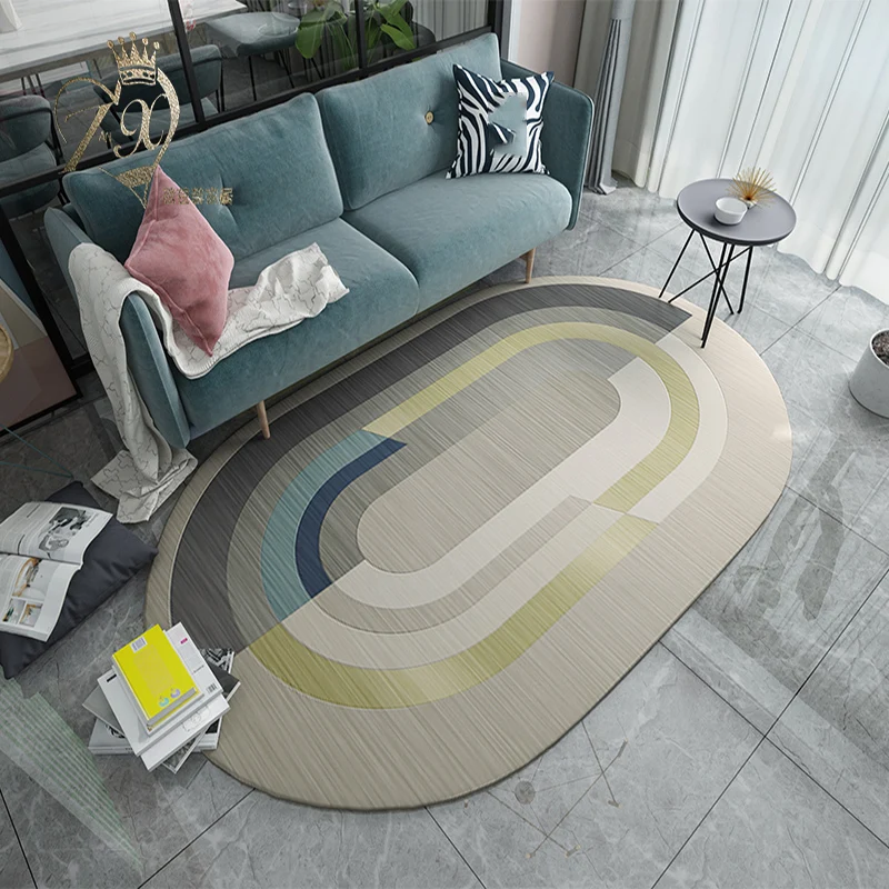 

Ковер Овальный для гостиной, в скандинавском стиле, с геометрическим рисунком